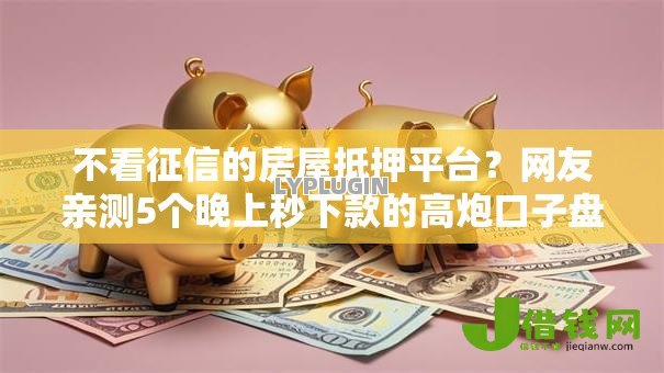 不看征信的房屋抵押平台？网友亲测5个晚上秒下款的高炮口子盘点