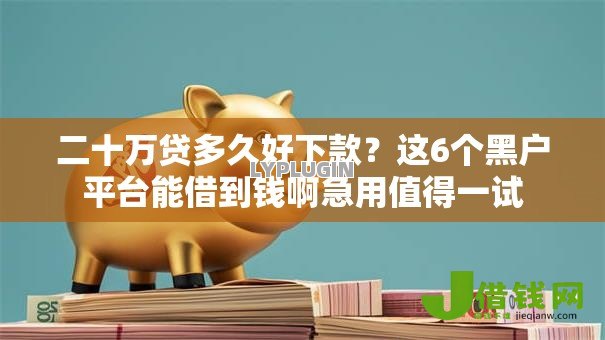 二十万贷多久好下款？这6个黑户平台能借到钱啊急用值得一试