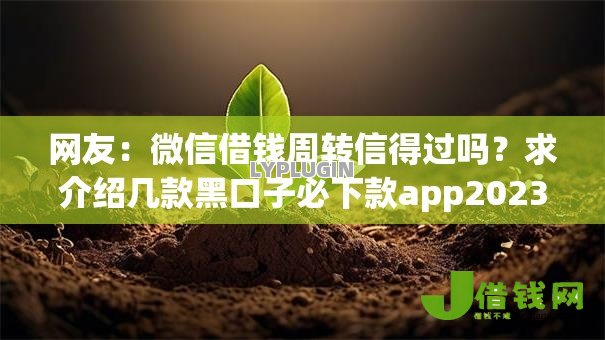 网友:微信借钱周转信得过吗?求介绍几款黑口子必下款app2023 网友:微信借钱周转信得过吗?求介绍几款黑口子必下款app2023